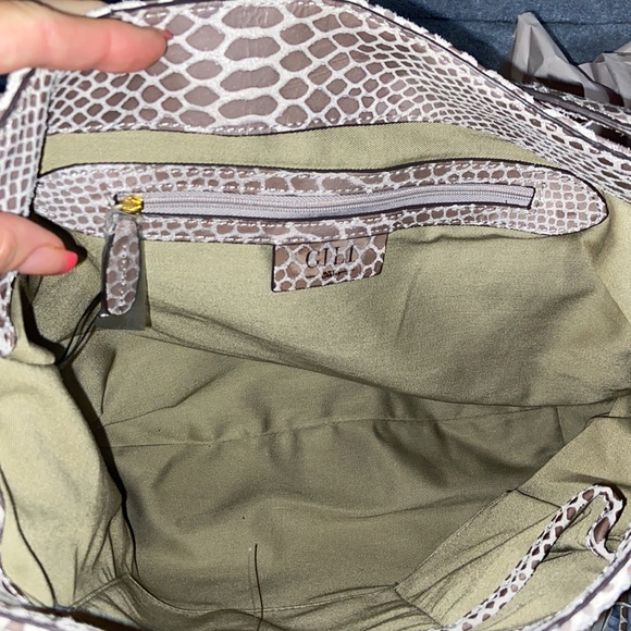 Nwot G.I.L.I. 100% Leather Large hobo Snakeskin Fringe Bag - Picture 13 of 16